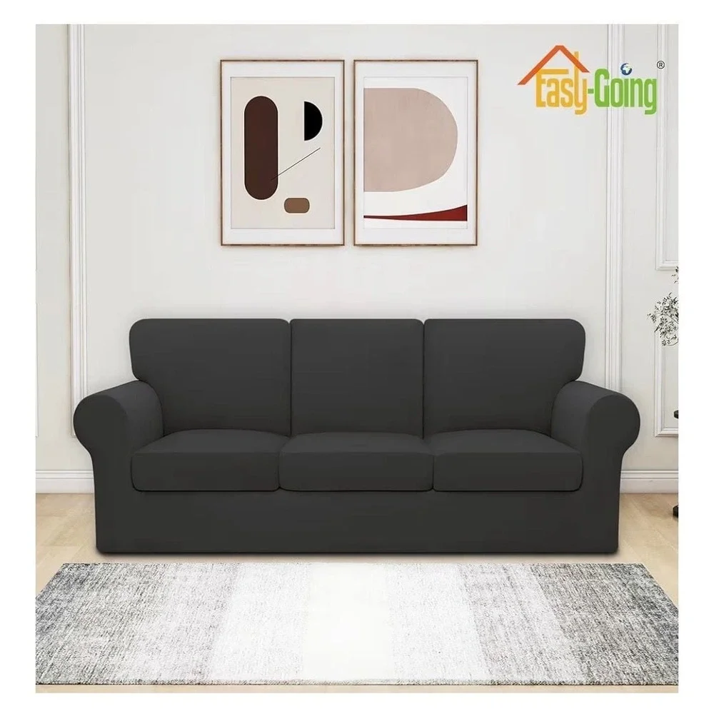 Easy-Going 7 Pieces Stretch Couch Cover Set for 3-Seat Sofa with Separate Backre